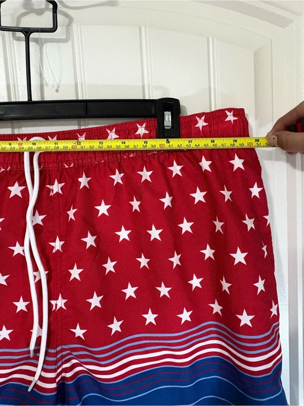 Men's Red & Blue Star Stripe Swim Board Shorts